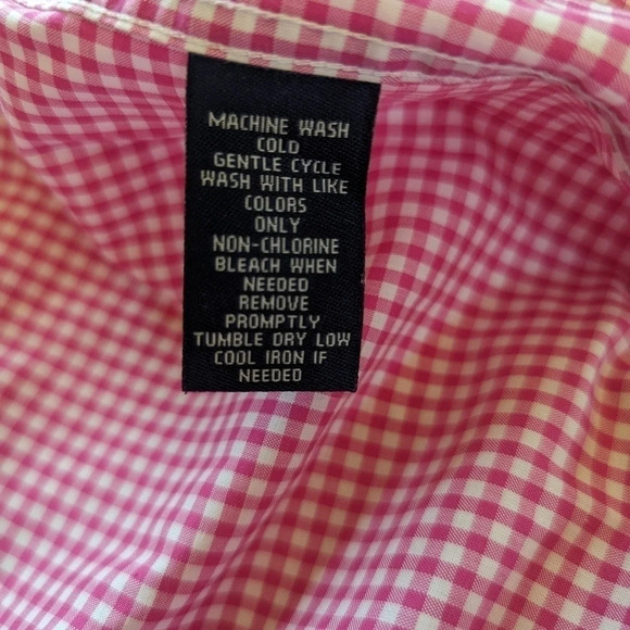 Chaps 100% COTTON Pink Gingham Checkered Button Up Casual Classic Fit Shirt XL - Picture 10 of 12